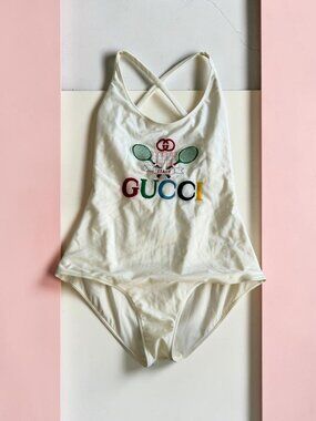 GUCCI Italy Tennis One Piece Swimsuit Size Medium